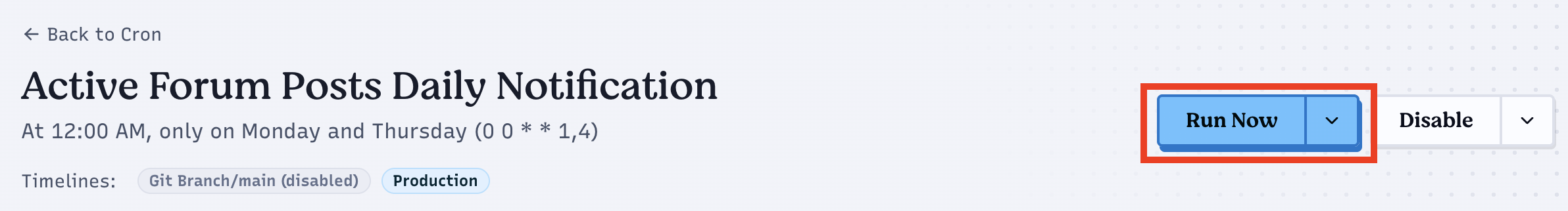 Deno CronのRun Now（即時実行）ボタン